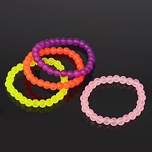 Honeyhandy Stretchy Frosted Glass Beads Kids Bracelets for Children's Day, Mixed Color, 42mm