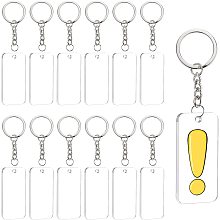 BENECREAT 30PCS Acrylic Keyring Blanks 2x1" Rectangle Clear Blanks Pendants with 30PCS Jump Rings and 30PCS Iron Key Rings for DIY Projects and Crafts