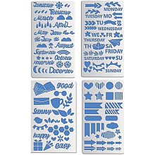 BENECREAT 4 PCS 4x7 Inch Mixed Life Party Theme Metal Stencils Journal Stencil Template for Wood carving, Drawings and Woodburning, Engraving and Scrapbooking Project