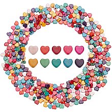 SUNNYCLUE 1 Box 400Pcs Synthetical Turquoise Heart Beads Colorful Heart Shape Loose Spacer Jewellery Bead with Stretchy Beading Elastic Thread for DIY Bracelet Necklace Jewelry Making