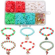 SUNNYCLUE 1 Box 861Pcs Christmas Beads for Jewelry Making, Red Green Beads for Bracelets Making Kit, Christmas Clay Beads Charms for Necklace Making Jewelry DIY Crafts Gifts for Adults Party Favor