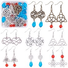 DIY Sailor's Knot Earring Making Kit, Including Alloy Links & Pendants, Brass Earring Hooks, Glass Teardrop & Acrylic Round Beads, Mixed Color, 114Pcs/box