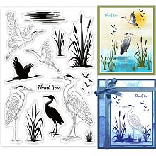 GLOBLELAND Heron Clear Stamps Wetland Silhouette Lake Reed Silicone Clear Stamp Seals for Cards Making DIY Scrapbooking Photo Journal Album Decoration