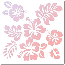 GORGECRAFT Large Hibiscus Flowers Stencils 12x12 Inch Reusable Hawaiian Floral Stencil Template Signs Home Wall Decor for Painting on Wood Wall Scrapbook Card Floor Canvas and Tile Drawing