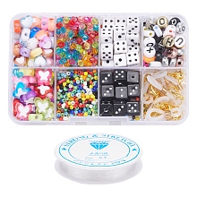 Honeyhandy DIY Jewelry Set Making Kit, Including Acrylic & Glass Seed Beads, Iron Bead Tips & Jump Rings, Zinc Alloy Clasps, Eyeglass Holders, Elastic Thread, Mixed Color, Beads: about 1180pcs/box