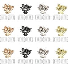 CHGCRAFT 12 Sets 4 Colors Tree Shape Metal Purse Buckle Leather Purse Buckles Ornaments with Iron Gasket Purse Clasps Hardware for DIY Leather Craft Bag Strap, 22.5x26.5x2.3mm