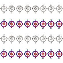 CHGCRAFT 32Pcs 2 Colors 201 Stainless Steel Flat Round Compass Links Connector Charms for Bracelet Necklace DIY Craft Jewelry Making, Mixed Color