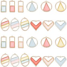 NBEADS 24 Pcs 4 Styles Open Bezel Charms, Frame Resin Craft Bezels Pendants Geometric Shape Epoxy Resin Charms for Necklaces Earrings Jewelry Making Supplies