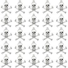 PandaHall Elite 100pcs Skull Charms, Skeleton Pendants Skull Heads Dangle Skull Crossbone Charms Horror Pirate Pendants for Earring Bracelet Necklace Halloween Jewelry Making DIY Crafts