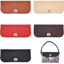 PandaHall Elite 5pcs Bag Flip Cover, 9 x 3.9 Inch PU Imitation Leather Bag Cover Sew on Faux Leather Tab Closure with Antique Bronze Alloy Buckle for DIY Handbag Purse Shoulder Bag Making, Earthtone