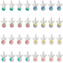 PandaHall Elite 32pcs Angel Wing Pendants, 8 Styles Wing Charms Platinum Angel Pendants with 12mm Gradient Pearl Beads Dangle Pendants for Women DIY Necklace Bracelet Jewelry Keychain Making