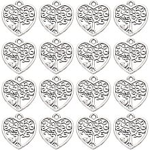 SUNNYCLUE 1 Box 100Pcs Heart Tree of Life Charm Small Silver Tree Charms Bulk Tibetan Style Alloy Pendants Metal Plant Lucky Charm for Jewelry Making Charms Supplies DIY Necklace Earring Women Adult