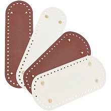 PandaHall Elite 4pcs PU Leather Bag Bottom 2 Sizes 8.6x4"/10.2x3.2" Oval Bag Base White Brown Insert Cushion Base Nail Bottom Shaper with Holes for DIY Knitting Crochet Bags Tote Bucket, 3.5mm Hole