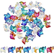 SUPERFINDINGS 35Pcs 7 Colors Transparent Elephant Glass Beads Mixed Color Back Plated Charms Bulk Animal Spacer Beads Earrings Necklaces Bracelets Charms for Jewelry Making 13x15x8.5mm Hole 1.2mm