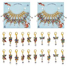 NBEADS 20 Pcs Animal Stitch Markers, Numbers Alloy Enamel Crochet Stitch Marker Charms Zinc Alloy Lobster Claw Clasps Locking Stitch Marker for Knitting Weaving Sewing Jewelry Making