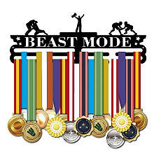 SUPERDANT Medal Holder Wrestling Medals Display Motivating Word BEAST MODE Black Iron Wall Mounted Hooks for Competition Medal Holder Display Wall Hanging 40x15cm