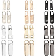 PandaHall Elite 24pcs 12 Styles Zipper Pull-Tab Replacement, Metal Zipper Puller Backpack Zippers Extender Handle Mend Fixer for Household Sewing Outdoors Spare Clothes, Backpacks, Tents, Jackets Luggage