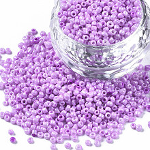 Arricraft Glass Seed Beads, Baking Paint, Round Hole, Round, Plum, 2~3x1.5~2mm, Hole: 0.8mm, about 450g/Pound