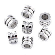 Honeyhandy 316 Surgical Stainless Steel European Beads, Large Hole Beads, Column, Stainless Steel Color, 10x8mm, Hole: 6mm