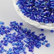 Honeyhandy 11/0 Two Cut Glass Seed Beads, Hexagon, Trans.Colours Rainbow, Blue, about 2mm long, 2mm wide, hole: 0.5mm, about 4500pcs/50g