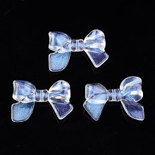 Honeyhandy Transparent Acrylic Beads, Glitter Powder, Bowknot, Clear, 24x31.5x7.5mm, Hole: 1.6mm