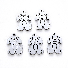 Honeyhandy 304 Stainless Steel Pendants, Laser Cut, Dog, Stainless Steel Color, 17x11x1mm, Hole: 1.2mm