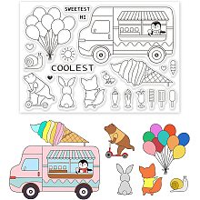 GLOBLELAND Ice Cream Truck Silicone Clear Stamps Summer Transparent Stamps for Cards Making DIY Scrapbooking Photo Album Decoration Paper Craft 4.3 x 6.3 inch