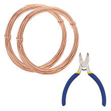 DIY Wire Wrapped Jewelry Kits, with Aluminum Wire and Iron Side-Cutting Pliers, Sandy Brown, 18 Gauge, 1mm; 10m/roll, 2rolls/set