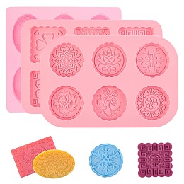 DIY Food Grade Silicone Molds Sets, for Fondant, Pudding, Cake, Candy, Cookie, Ice Cube, Soap Making, Mixed Shape, Pink, 4pcs/set