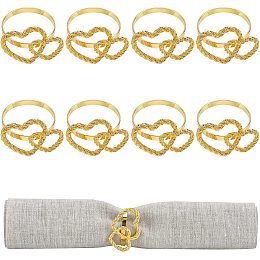 FINGERINSPIRE Double Heart Napkin Ring Set of 10, 38mm Inner Diameter Alloy Heart Shape Napkin Rings Golden Napkin Holder Adornment for Restaurant, Wedding & Party Table Decoration