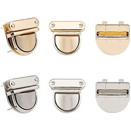 PandaHall Elite 8 Sets Alloy Bag Lock Twist Lock Light Gold Tuck Lock Bag Clasp Accessories for Leather Bag DIY, Golden/Platinum