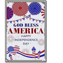 CREATCABIN Good Bless America Flag Patriotic Metal Vintage Tin Sign Veterans Day Wall Decor Decoration for Home Happy Independence Day Wall Art Kitchen Bar Pub Room Retro Poster Plaque 12 x 8inch