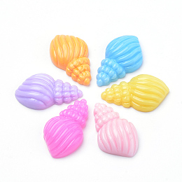 Honeyhandy Resin Cabochons, Spiral Shell Shape, Mixed Color, 21x13x5.5mm