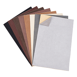 BENECREAT 8 Sheets 8 Colors Faux Suede Self-adhesive Fabric, Rectangle, Mixed Color, 30x20cm, 1 sheet/color