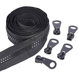 BENECREAT 10 Yards #10 Nylon Closed-end Zippers with 20Pcs Sliders for DIY Sewing Tailor Crafts Bags Tents, Black