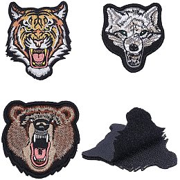 AHANDMAKER Bear, Tiger, Wolf Patch Embroidered Armbands Badges Patch Hook Loop Patches Costume Accessories Appliques Decorative Patches for Backpacks Caps Hats Jackets Pants