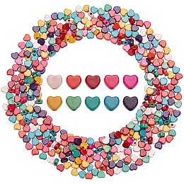 SUNNYCLUE 1 Box 400Pcs Synthetical Turquoise Heart Beads Colorful Heart Shape Loose Spacer Jewellery Bead with Stretchy Beading Elastic Thread for DIY Bracelet Necklace Jewelry Making