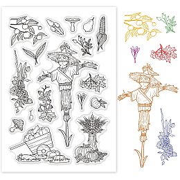 GLOBLELAND Autumn Harvest Clear Stamps Thanksgiving Pumpkin Scarecrow Silicone Stamp for Card Making Decoration and DIY Scrapbooking