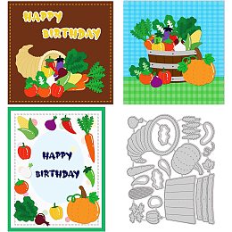 GLOBLELAND Assorted Vegetables Die Cuts Pumpkin and Carrots Embossing Template Treasure Bowl Carbon Steel Die Set for Scrapbooking Card DIY Craft