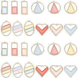 NBEADS 24 Pcs 4 Styles Open Bezel Charms, Frame Resin Craft Bezels Pendants Geometric Shape Epoxy Resin Charms for Necklaces Earrings Jewelry Making Supplies