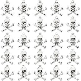 PandaHall Elite 100pcs Skull Charms, Skeleton Pendants Skull Heads Dangle Skull Crossbone Charms Horror Pirate Pendants for Earring Bracelet Necklace Halloween Jewelry Making DIY Crafts
