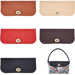 PandaHall Elite 5pcs Bag Flip Cover, 9 x 3.9 Inch PU Imitation Leather Bag Cover Sew on Faux Leather Tab Closure with Antique Bronze Alloy Buckle for DIY Handbag Purse Shoulder Bag Making, Earthtone