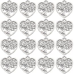 SUNNYCLUE 1 Box 100Pcs Heart Tree of Life Charm Small Silver Tree Charms Bulk Tibetan Style Alloy Pendants Metal Plant Lucky Charm for Jewelry Making Charms Supplies DIY Necklace Earring Women Adult