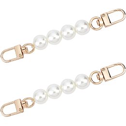 WADORN 2pcs Pearl Bag Strap Extender, 4.7 Inch Imitation Pearl Bead Purse Short Handle Handbag Pearl Chain Strap Replacement Clutch Bag Charm Bag Chain Decoration Accessories