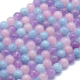 NBEADS Natural Aquamarine & Rose Quartz & Amethyst Beads Strands, Round, 8mm, Hole: 1mm; about 50pcs/strand, 15.7"(40cm)