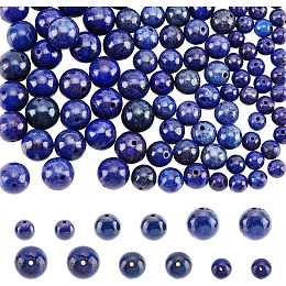 NBEADS 120 Pcs Natural Dyed Lapis Lazuli Beads, 6mm/8mm/10mm Natural Gemstone Beads Loose Natural Stone Spacer Beads for DIY Bracelet Necklaces Jewelry Making, Hole: 1mm