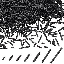 PandaHall Elite 1390pcs 7 Sizes Black Twisted Bugle Beads, Glass Bugle Beads 4 5 9 12 15 20 25mm Long Tube Beads Seed Beads Craft Loose Spacer Bead for DIY Bracelet Jewelry Crafts Making Beading Sewing