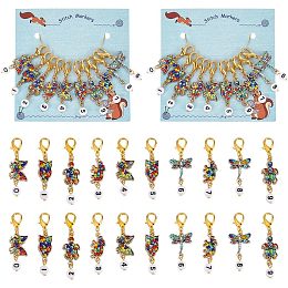 NBEADS 20 Pcs Animal Stitch Markers, Numbers Alloy Enamel Crochet Stitch Marker Charms Zinc Alloy Lobster Claw Clasps Locking Stitch Marker for Knitting Weaving Sewing Jewelry Making