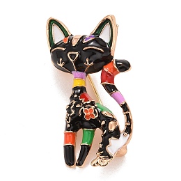 Honeyhandy Cat Enamel Pin, Animal Alloy Brooch for Backpack Clothes, Golden, Colorful, 38.5x25x6mm