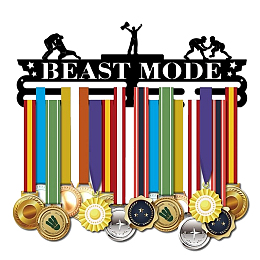 SUPERDANT Medal Holder Wrestling Medals Display Motivating Word BEAST MODE Black Iron Wall Mounted Hooks for Competition Medal Holder Display Wall Hanging 40x15cm